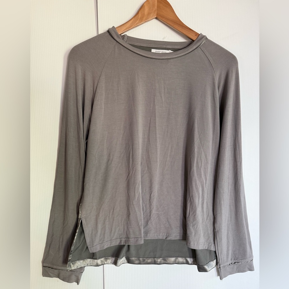 MERSEA Long Sleeve Mixed Media Top